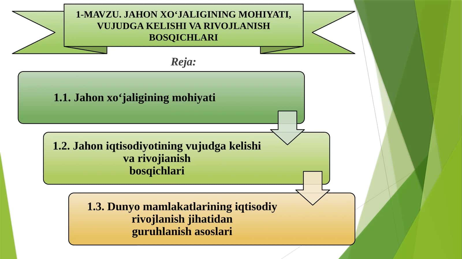 Jahon xo‘jaligining mohiyati, vujudga kelishi va rivojlanish bosqichlari