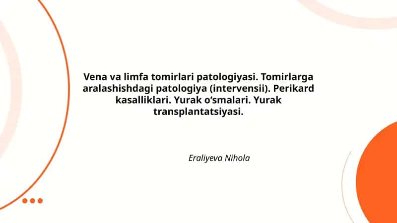 Vena va limfa tomirlari patologiyasi