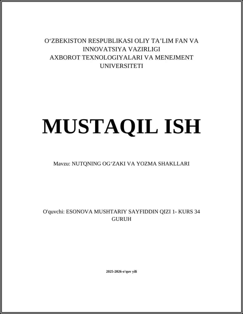 NUTQNING OGʻZAKI VA YOZMA SHAKLLARI