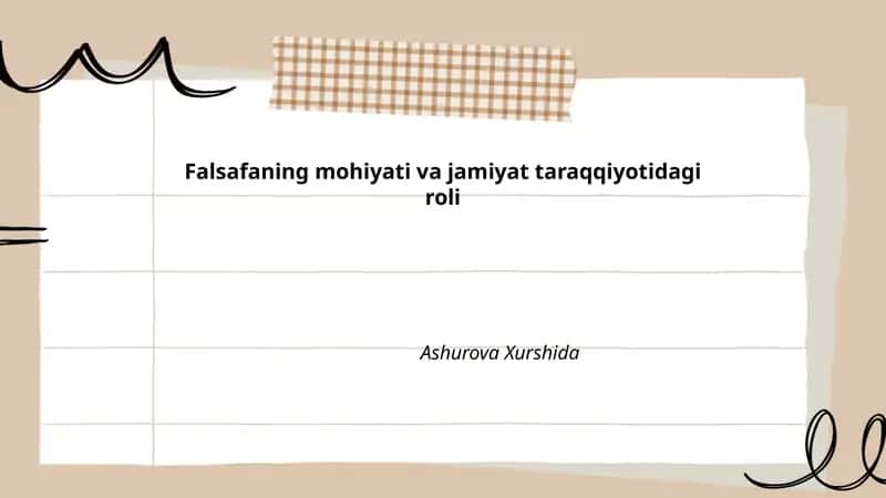 Falsafaning mohiyati va jamiyat taraqqiyotidagi roli