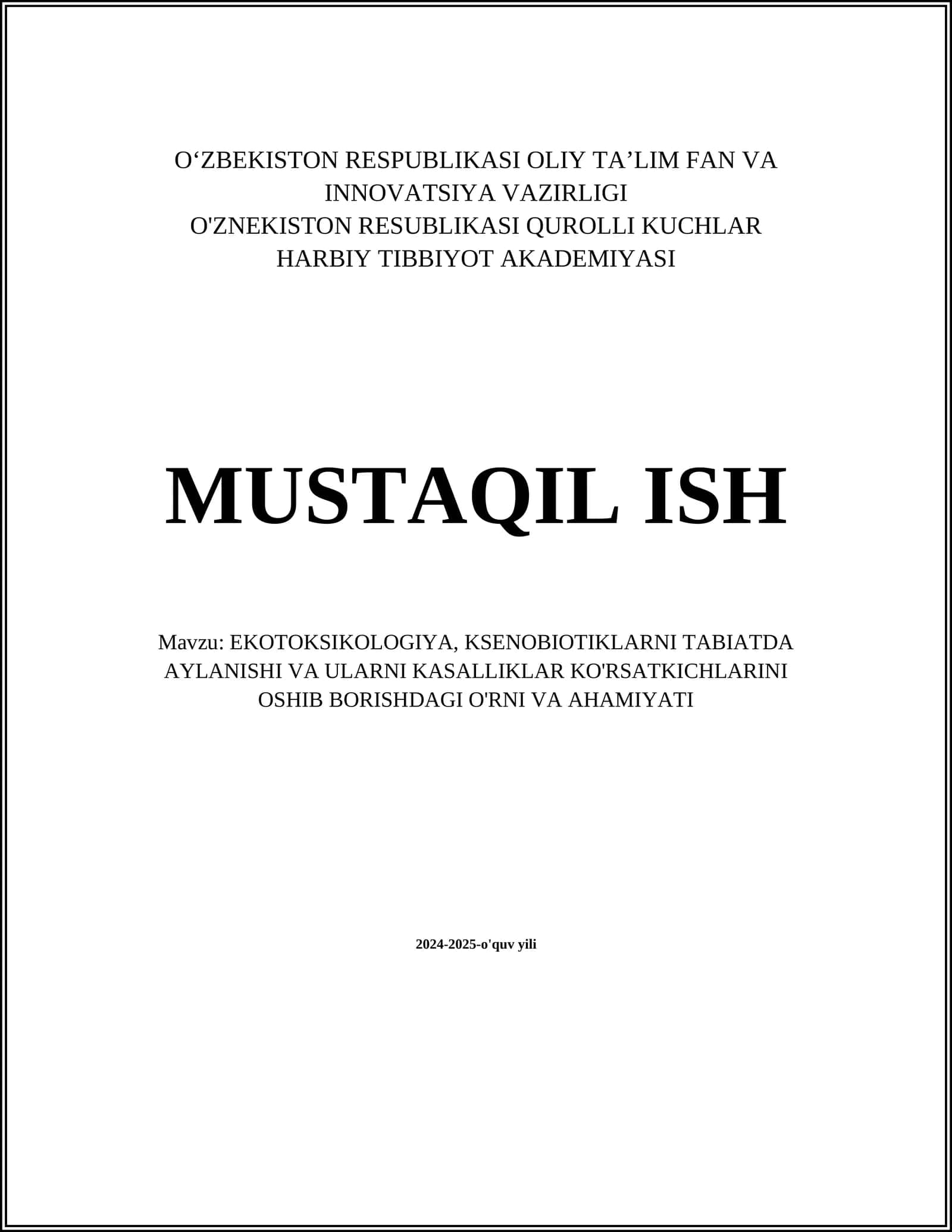 EKOTOKSIKOLOGIYA, KSENOBIOTIKLARNI TABIATDA AYLANISHI VA ULARNI KASALLIKLAR KO'RSATKICHLARINI OSHIB BORISHDAGI O'RNI VA AHAMIYATI