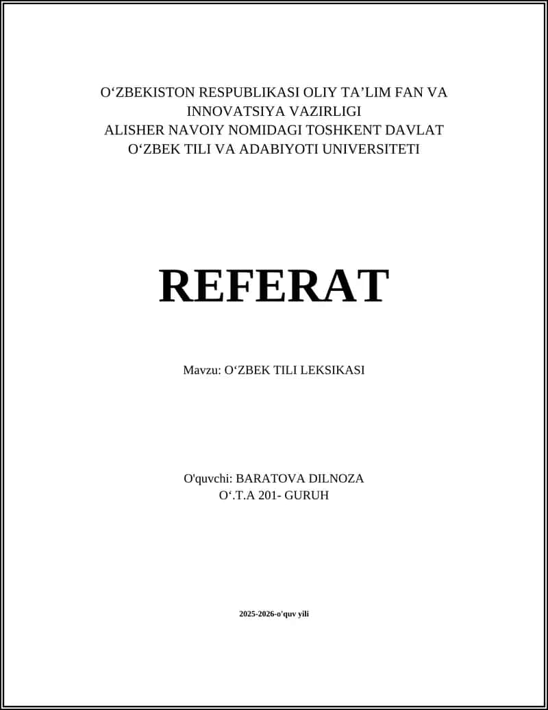 OʻZBEK TILI LEKSIKASI