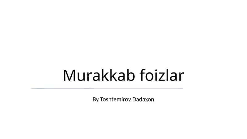 Murakkab foizlar