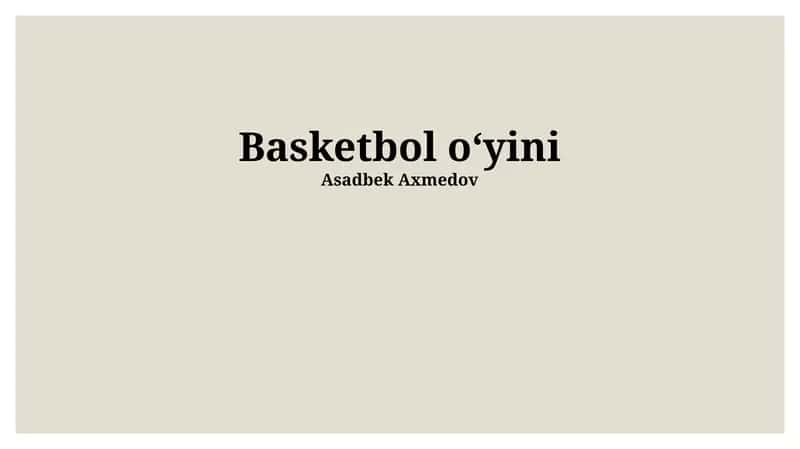 Basketbol o‘yini