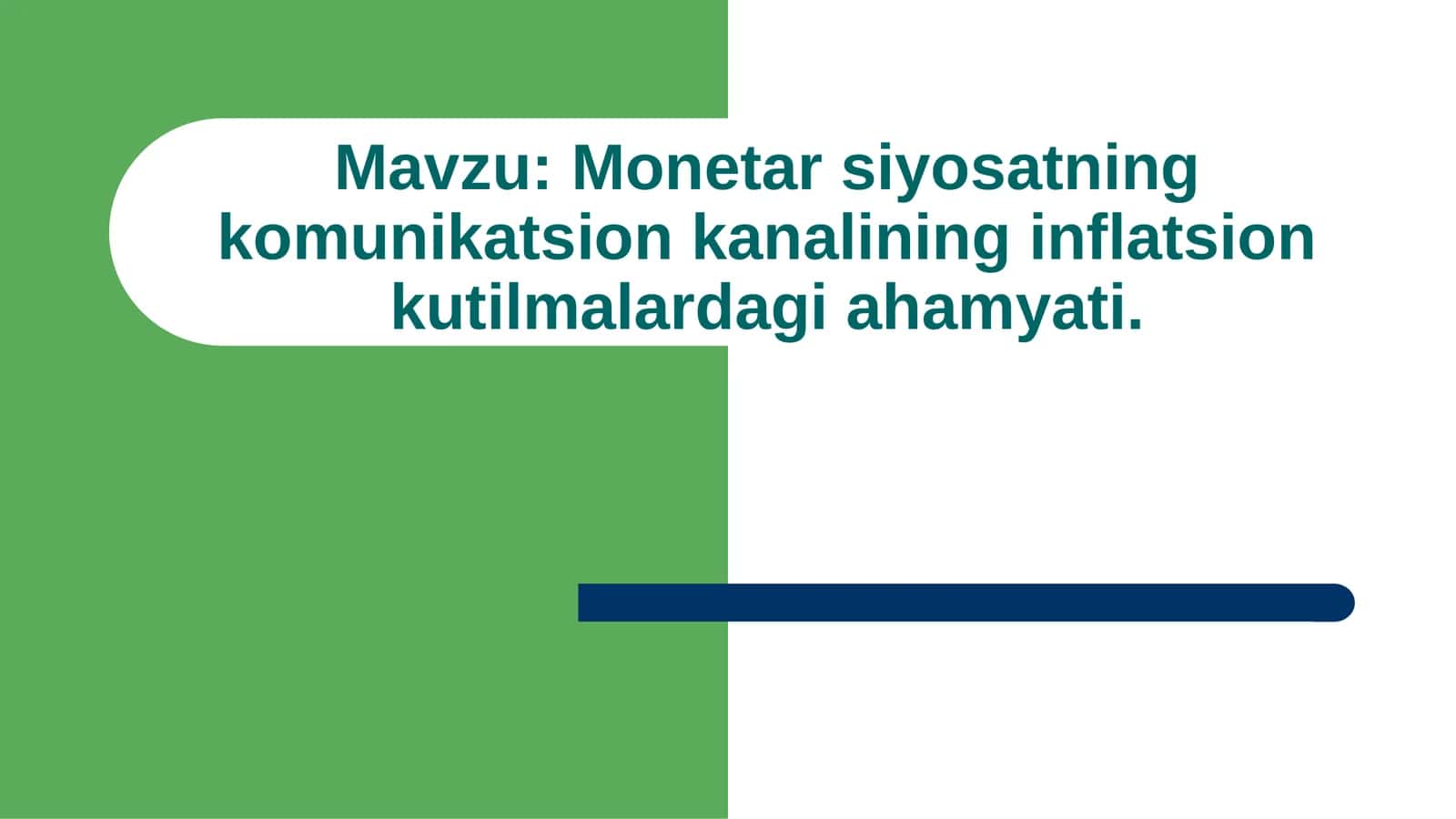 Monetar siyosatning komunikatsion kanalining inflatsion kutilmalardagi ahamyati.