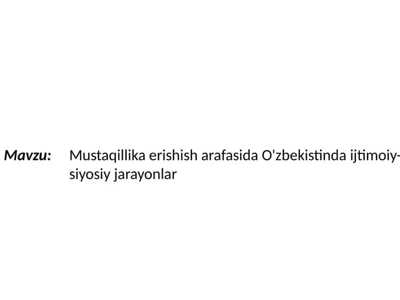 O'zbekistonning eng yangi tarixi fanlari
