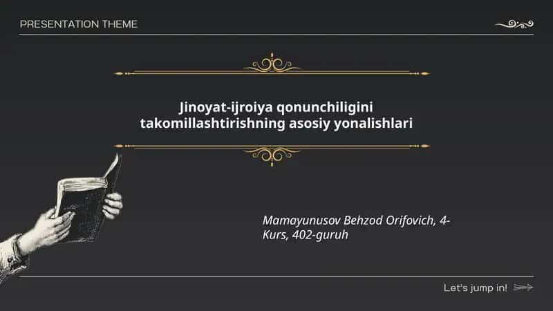 Jinoyat-ijroiya qonunchiligini takomillashtirishning asosiy yonalishlari