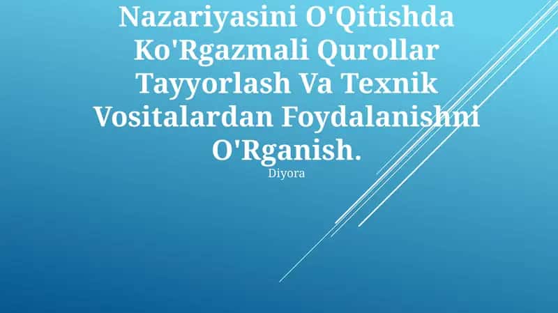 Elektrolitik Dissotsialanish Nazariyasini O'Qitishda Ko'Rgazmali Qurollar Tayyorlash Va Texnik Vositalardan Foydalanishni O'Rganish