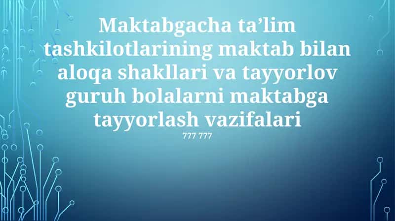 Bolalar bog'chasidagi bolalarni maktabga tayyorlash