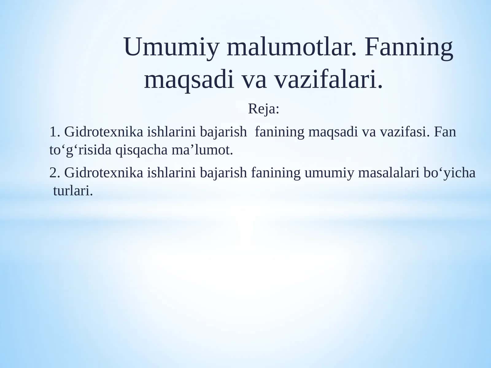 Gidrotexnika ishlari