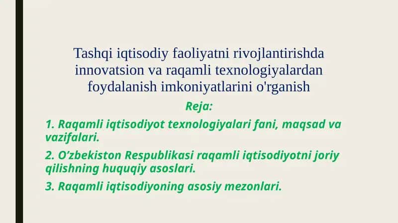 Raqamli iqtisodiyotning rivojlanishi