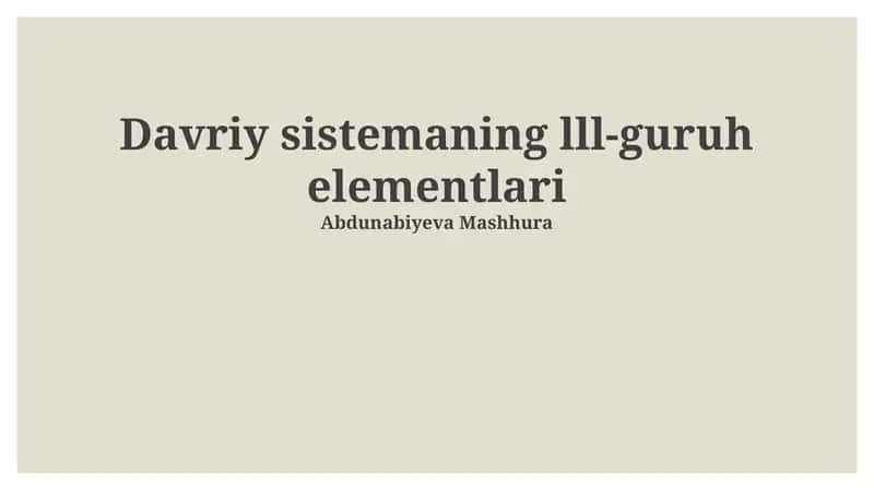Davriy sistemaning III-guruh elementlari
