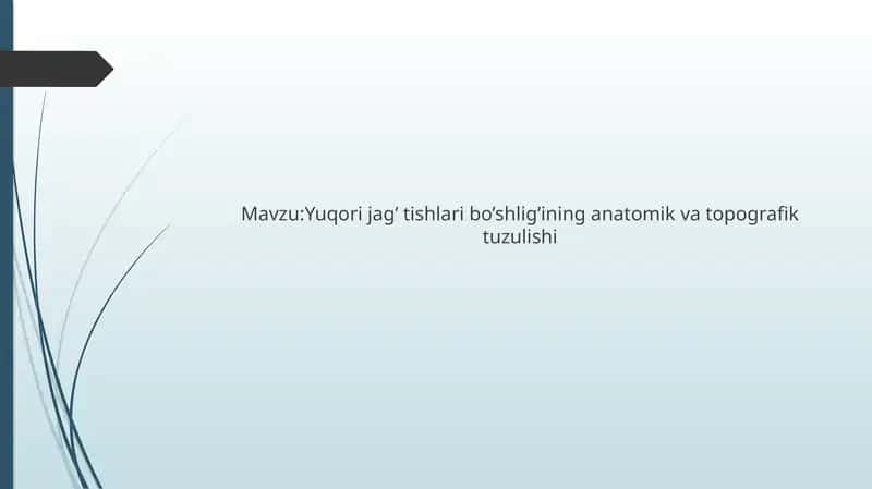 Yuqori jag’ tishlari bo’shlig’ining anatomik va topografik tuzulishi