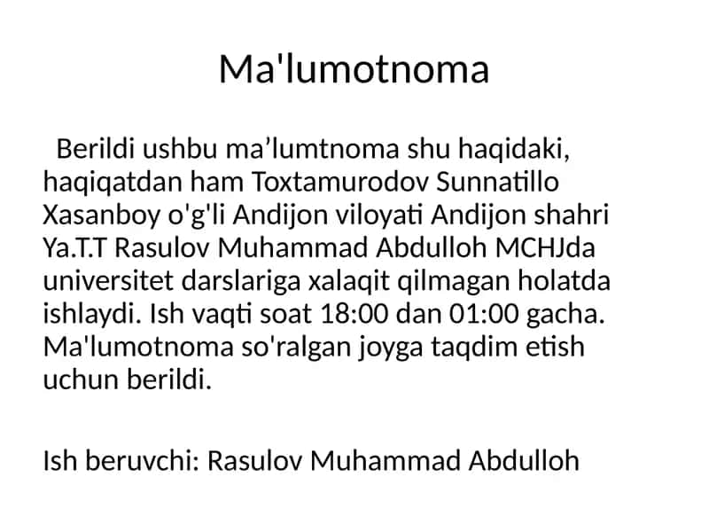 Ma'lumotnoma