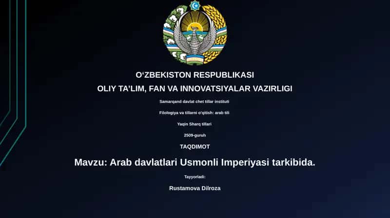 Arab davlatlari Usmonli Imperiyasi tarkibida