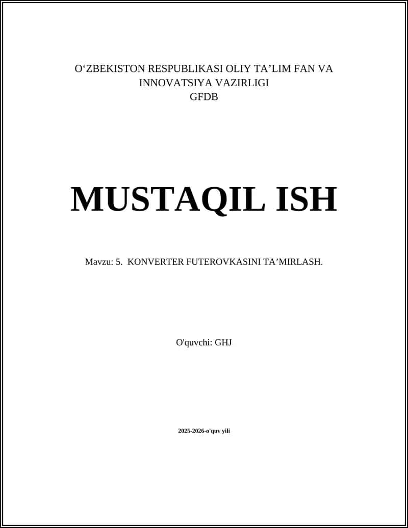 Konverter Futerovkasini Ta'mirlash