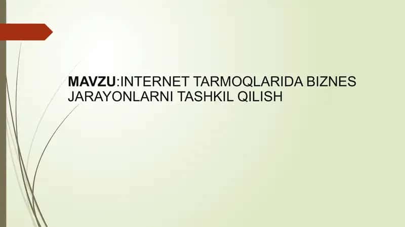 internet tarmoqlarida biznes jarayonalrni tashkil etish