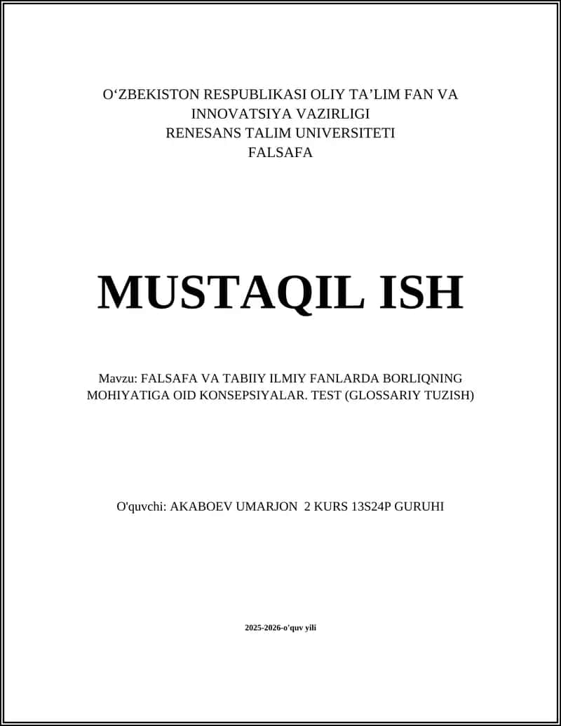 Borliq (mavjudlik) tushunchasi