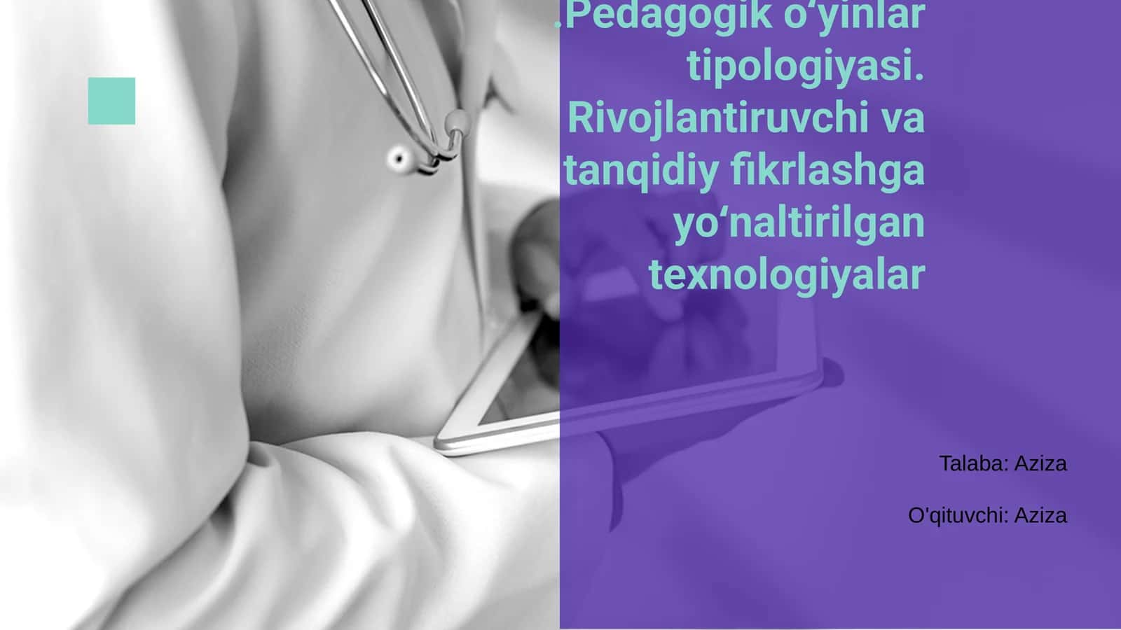 Pedagogik o‘yinlar tipologiyasi