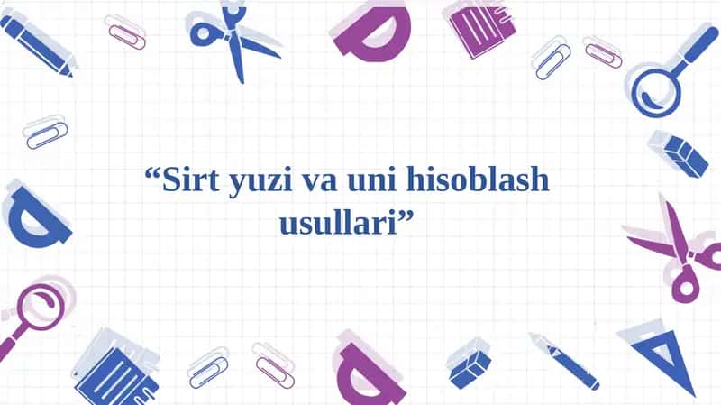 Sirt yuzi va uni hisoblash usullari