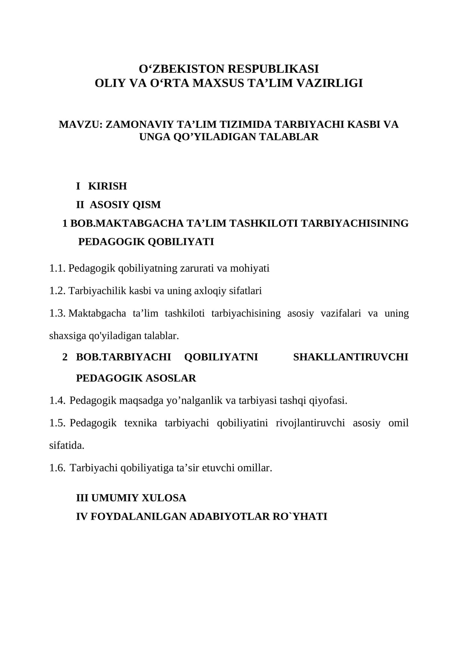 TARBIYACHI QOBILIYATNI SHAKLLANTIRUVCHI PEDAGOGIK ASOSLAR