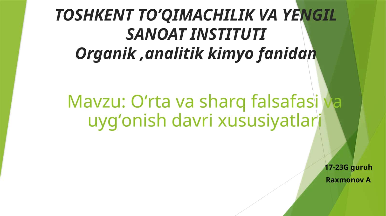 Oʻrta va sharq falsafasi va uygʻonish davri xususiyatlari