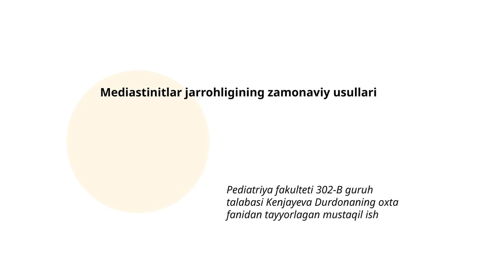 Mediastinitlar jarrohligining zamonaviy usullari