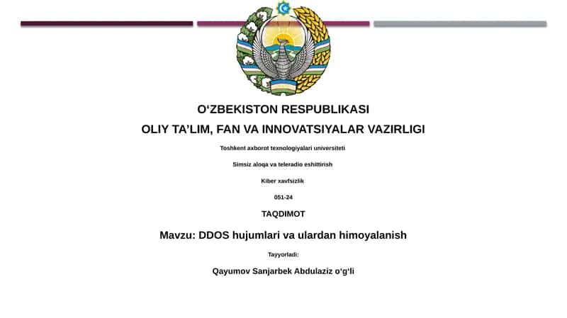 DDOS hujumlari va ulardan himoyalanish