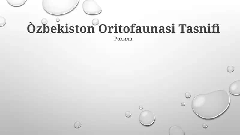 Òzbekiston Oritofaunasi Tasnifi