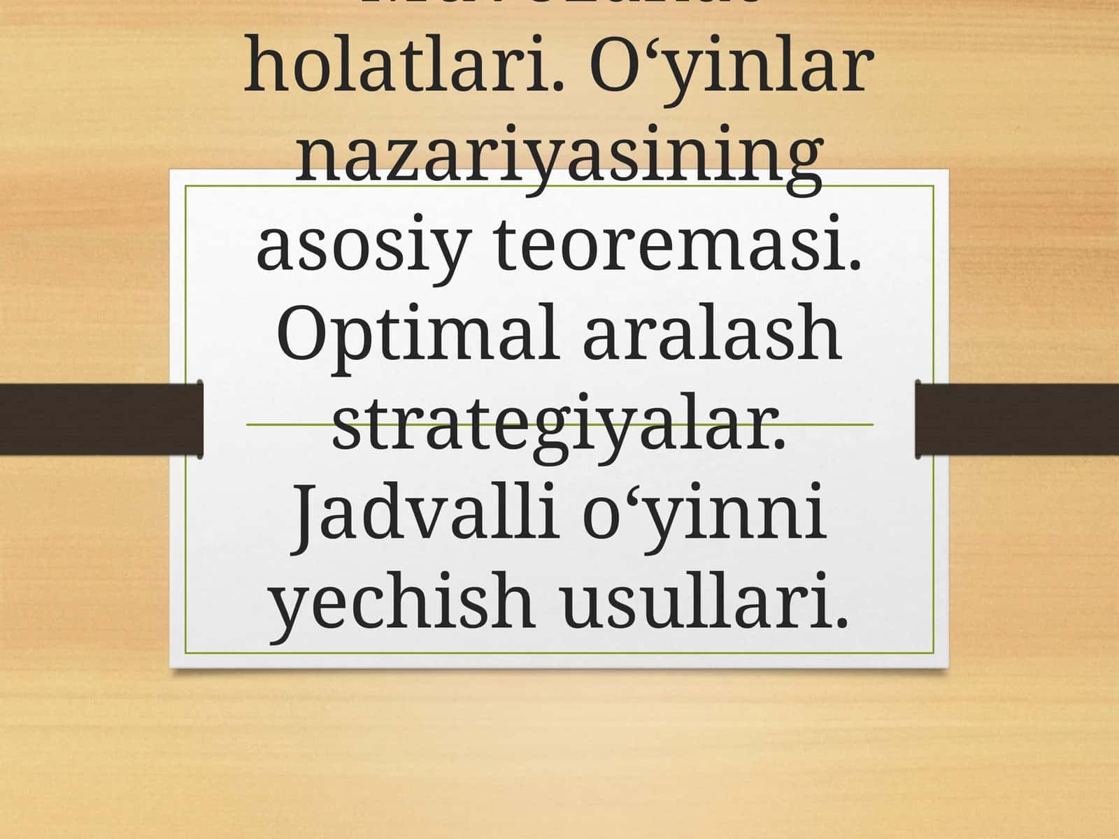 O'yinlar nazariyasi