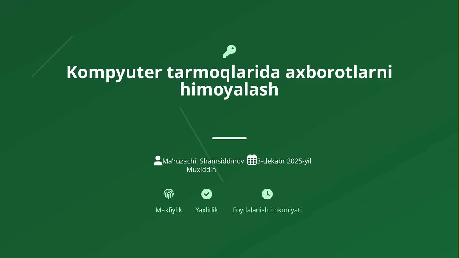 Kompyuter tarmoqlarida axborotlarni himoyalash