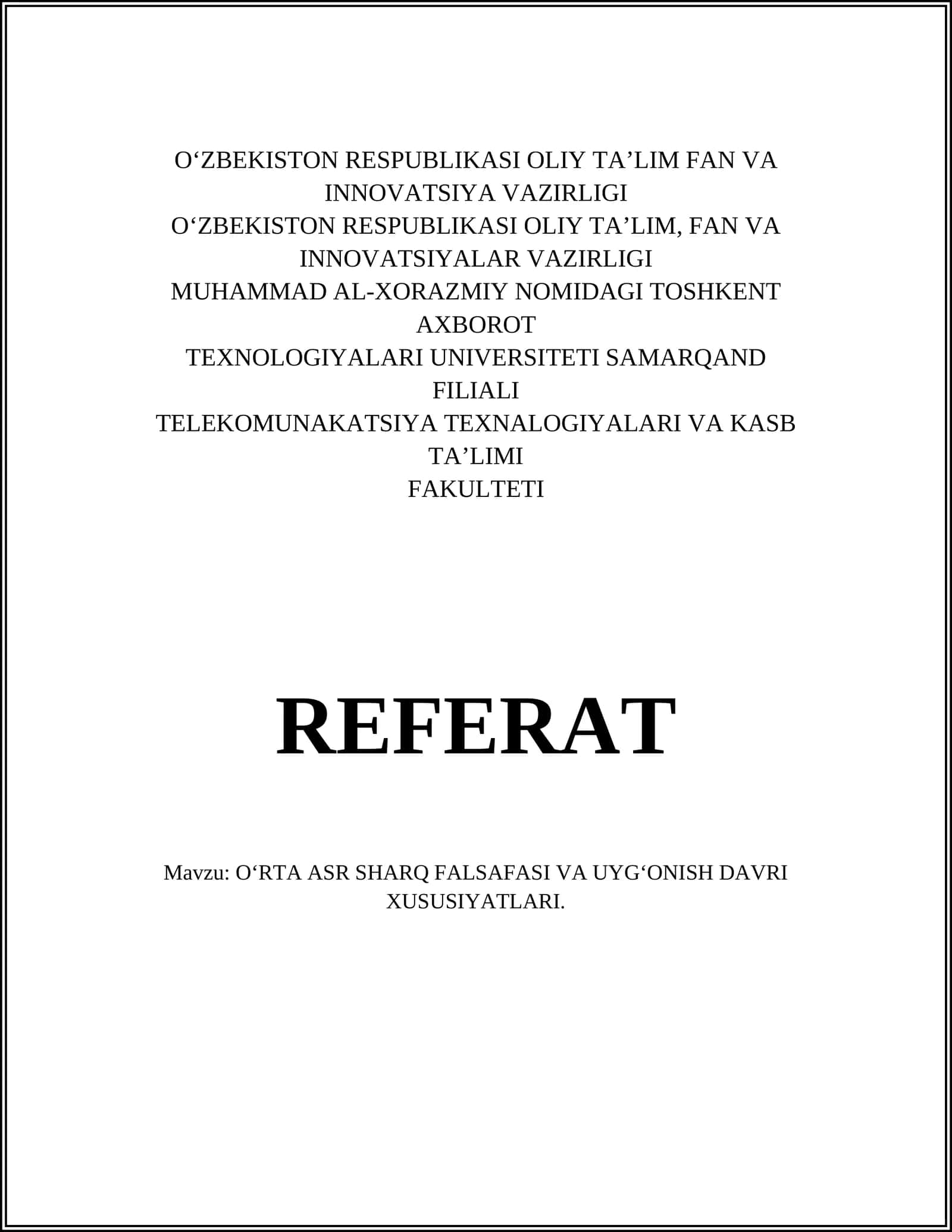 Oʻrta asr Sharq falsafasining asosiy namoyandalari