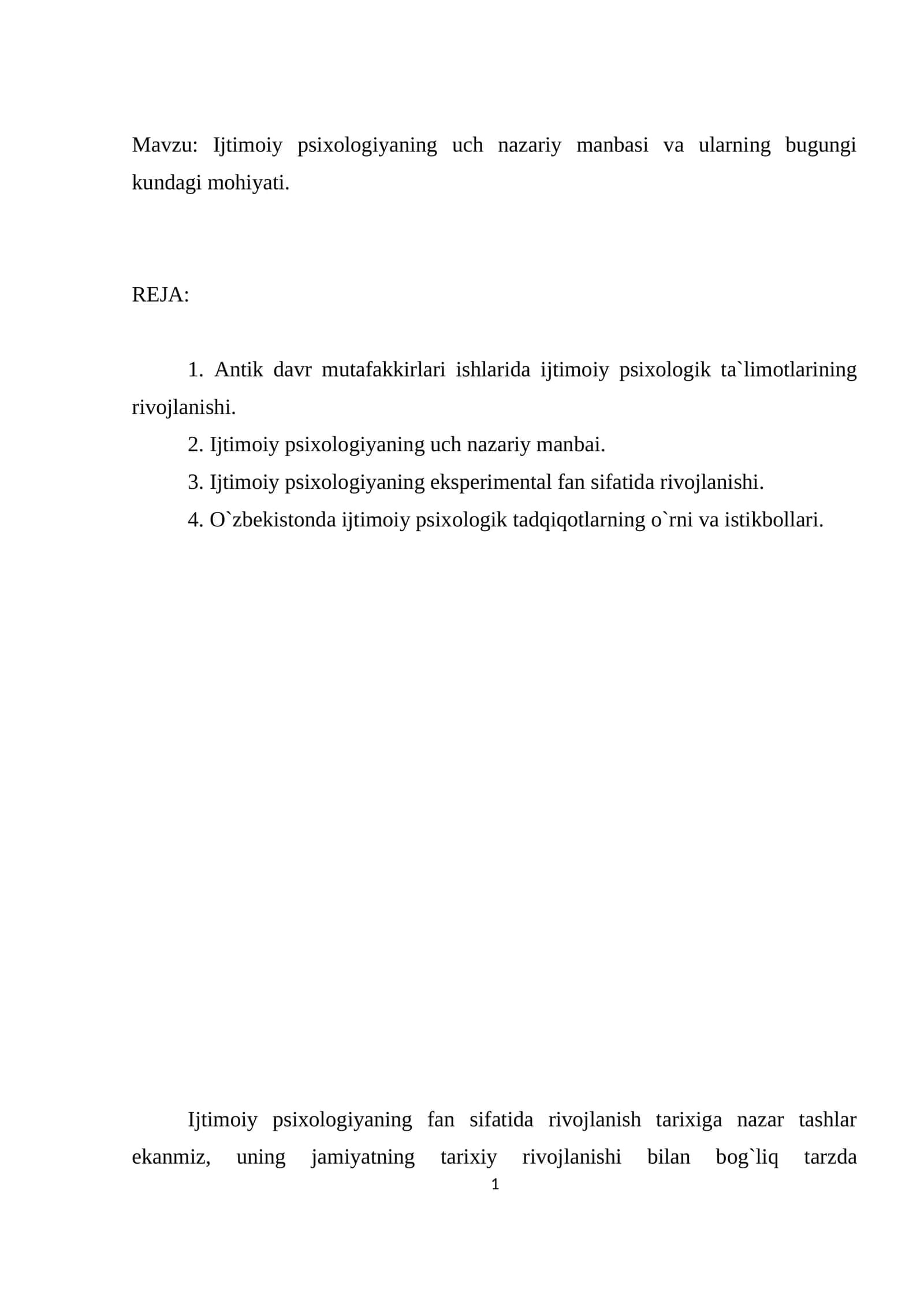 Ijtimoiy psixologiyaning uch nazariy manbasi va ularning bugungi kundagi ahamiyati