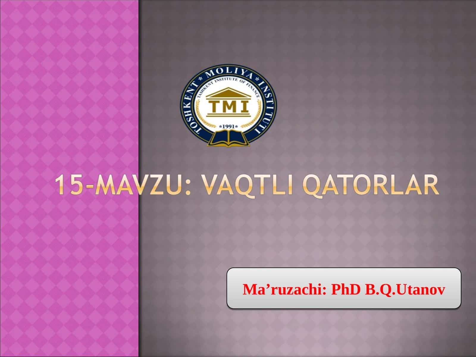 Vaqtli qatorlari to‘g‘risida tushuncha va ularni tuzish qoidalari