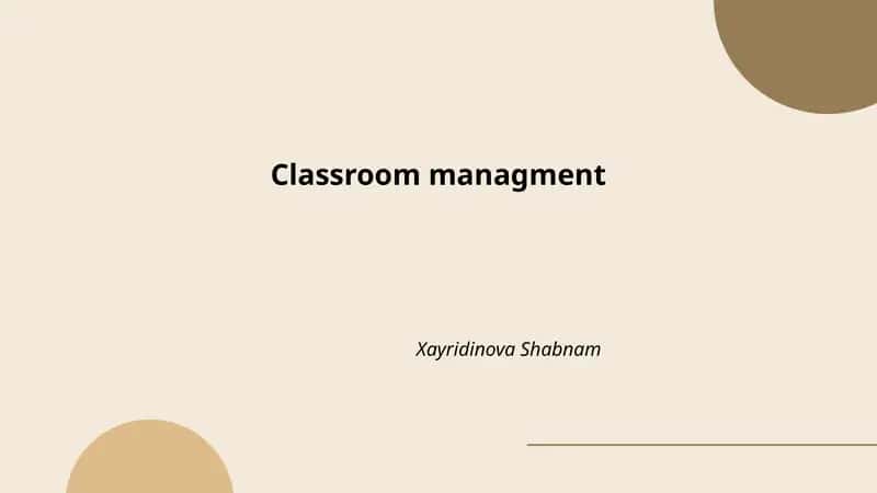 Classroom management