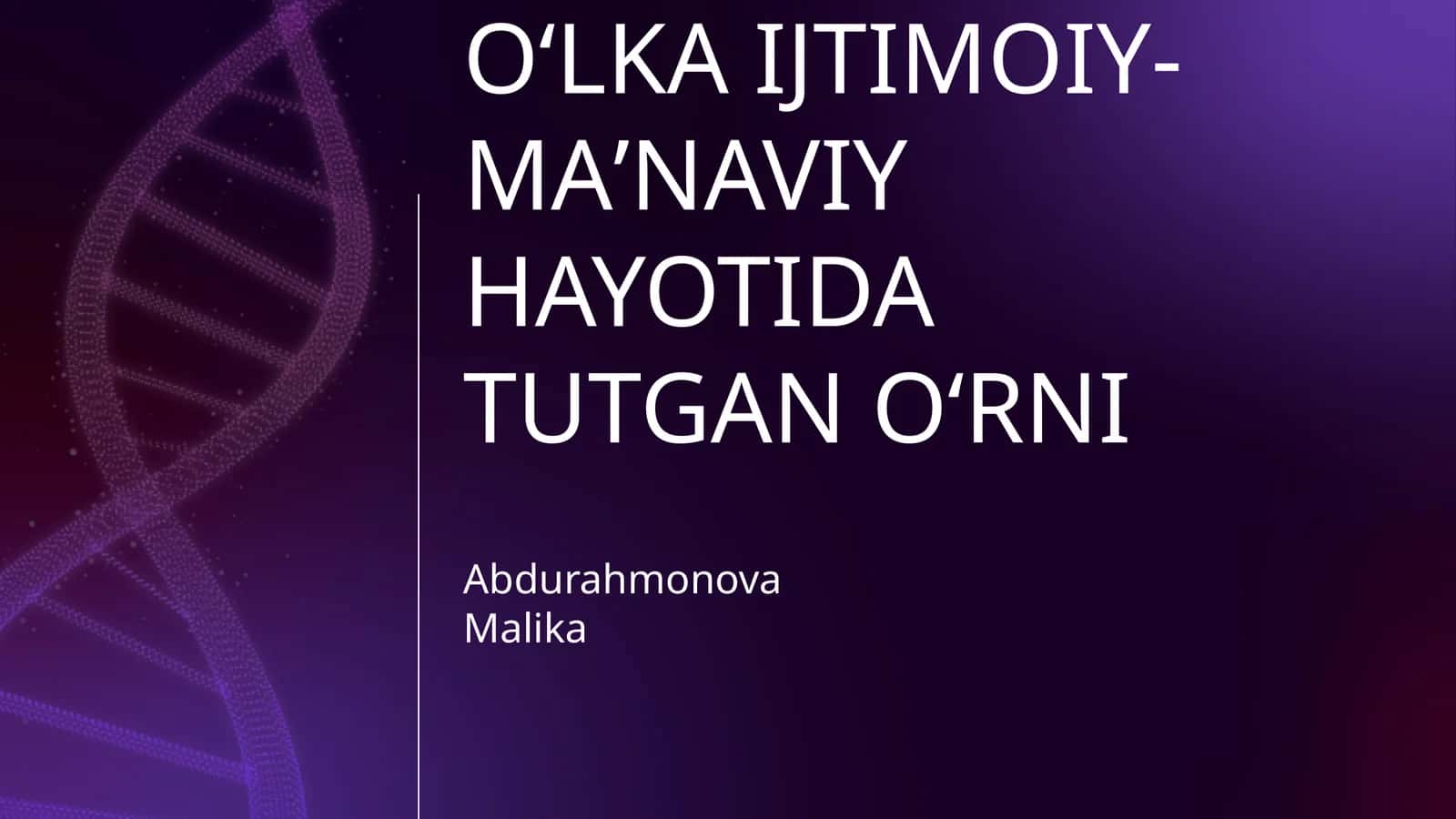 JADIDLARNING OʻLKA IJTIMOIY-MAʼNAVIY HAYOTIDA TUTGAN OʻRNI