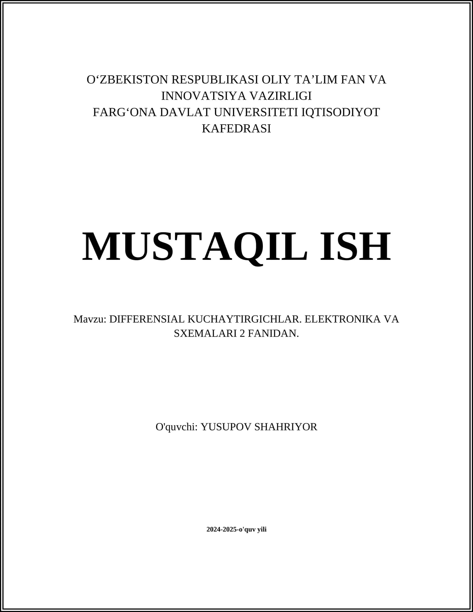 DIFFERENSIAL KUCHAYTIRGICHLAR