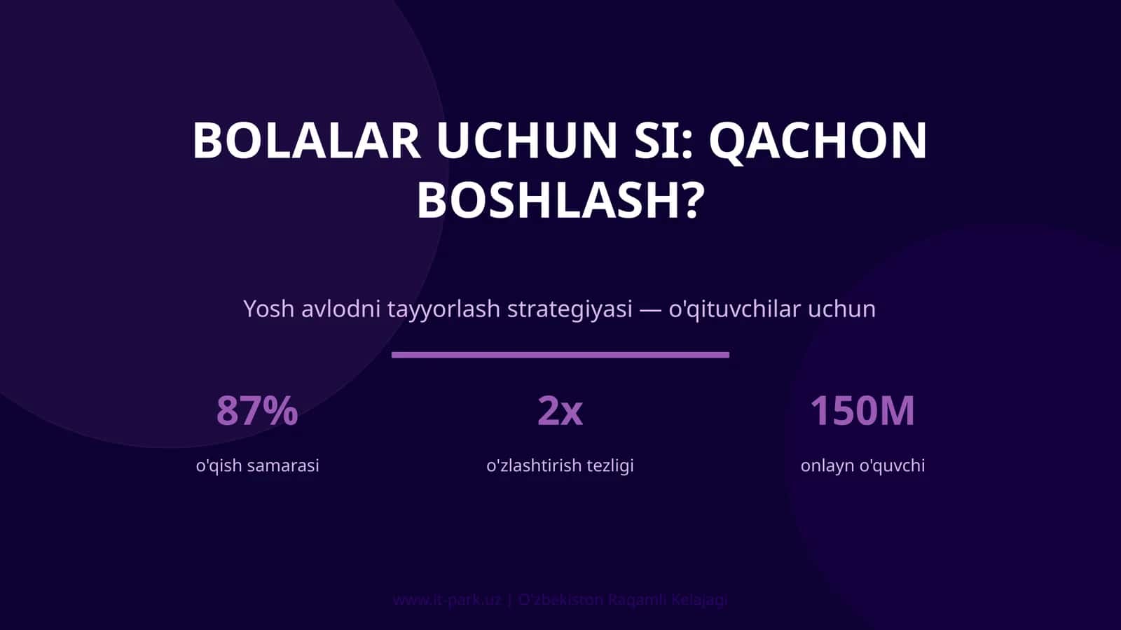 BOLALAR UCHUN SI: QACHON BOSHLASH?