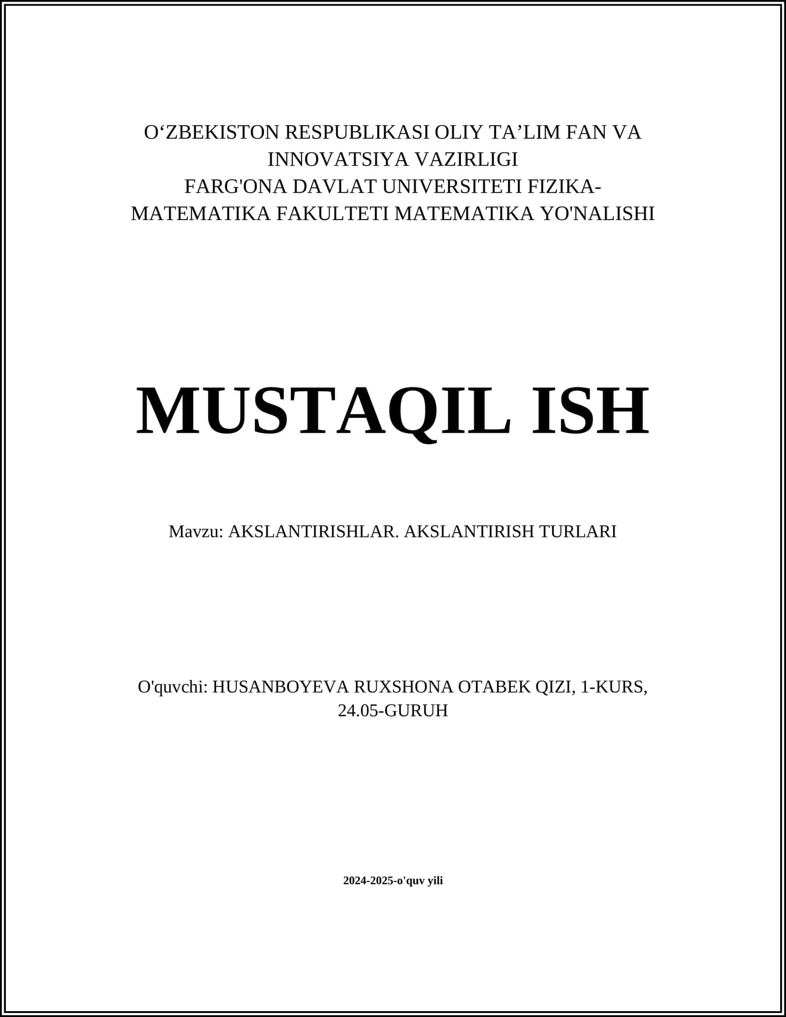 AKSLANTIRISHLAR. AKSLANTIRISH TURLARI