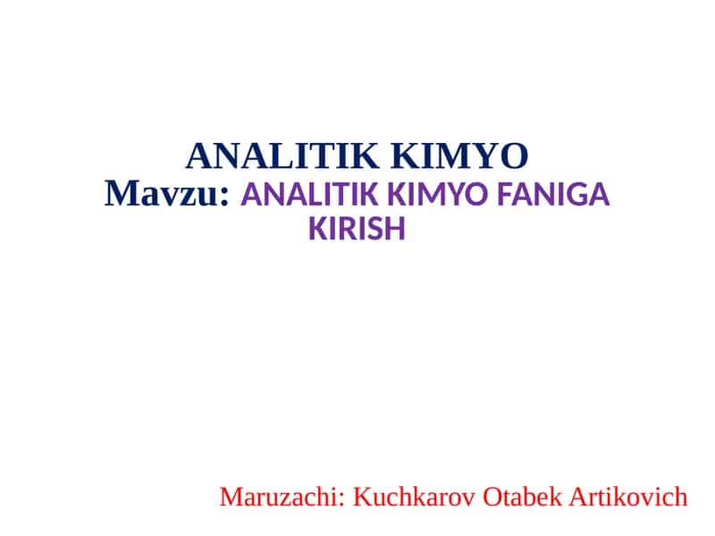 ANALITIK KIMYO