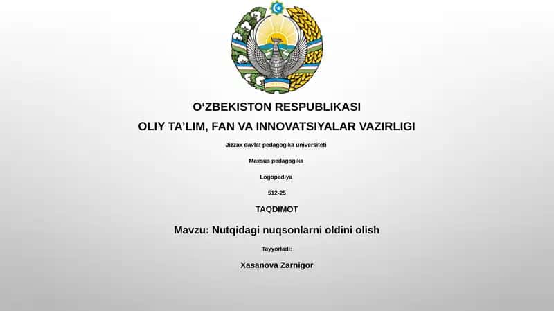 Nutqidagi nuqsonlarni oldini olish