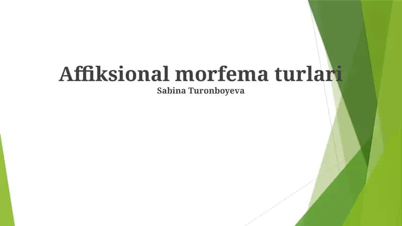 Affiksional morfema turlari