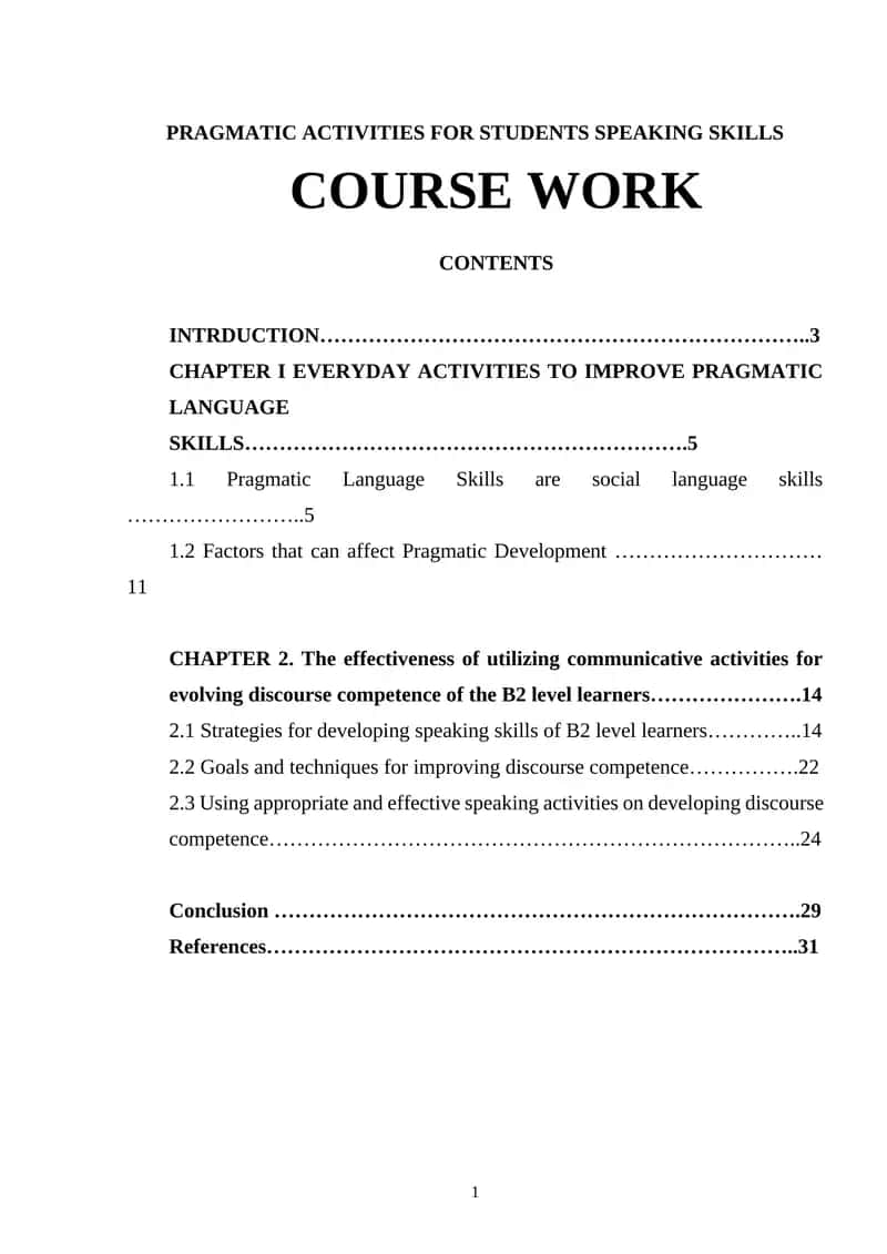 Pragmatic Activities for Students Speaking Skills