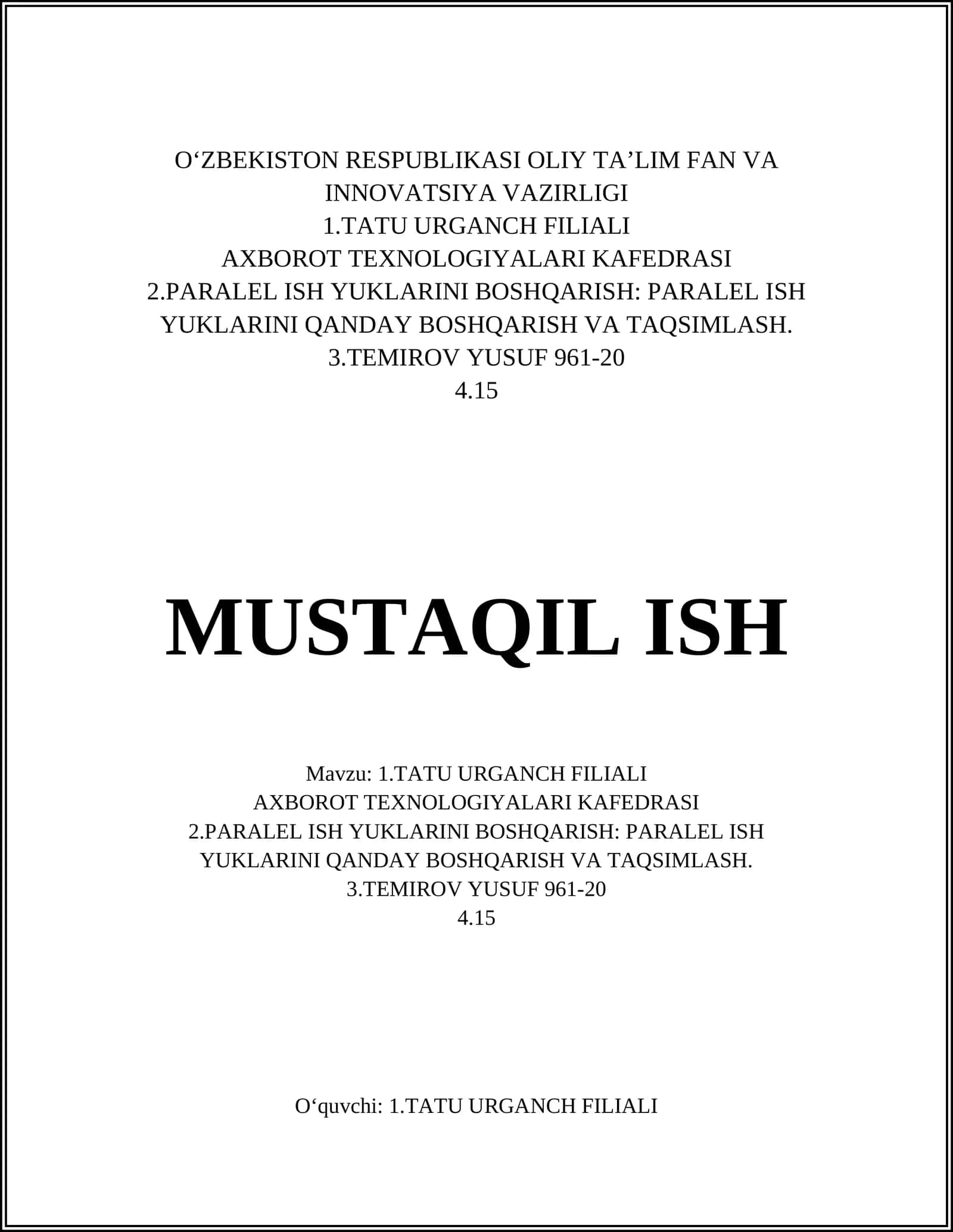 Parallel hisoblash tamoyillari