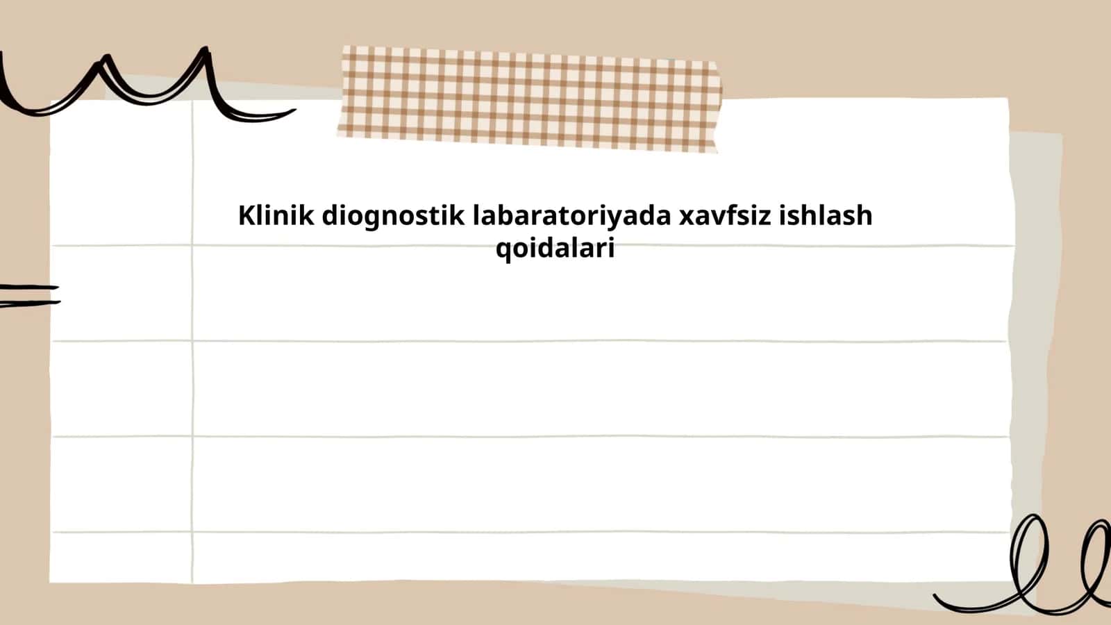 Klinik diognostik labaratoriyada xavfsiz ishlash qoidalari