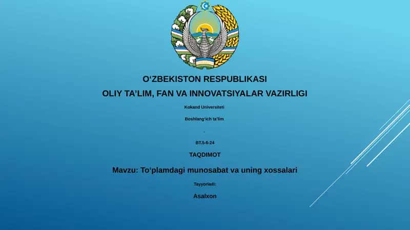 Toʻplamdagi munosabat va uning xossalari