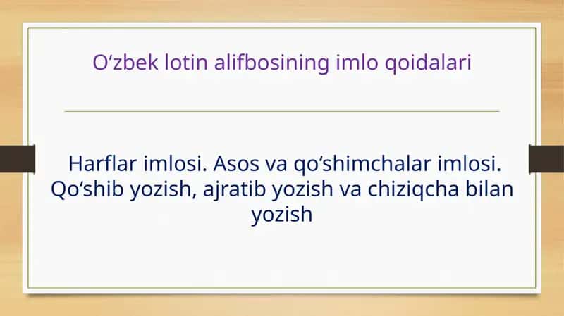 O‘zbeklotinalifbosining imlo qoidalari