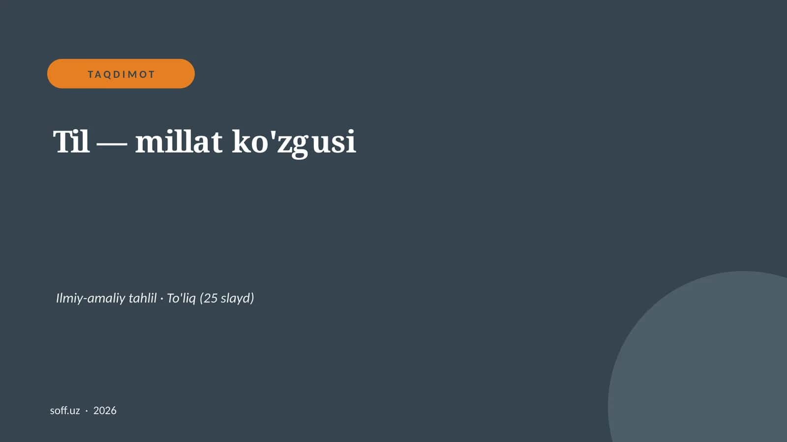 Til — millat ko'zgusi Ilmiy-amaliy tahlil
