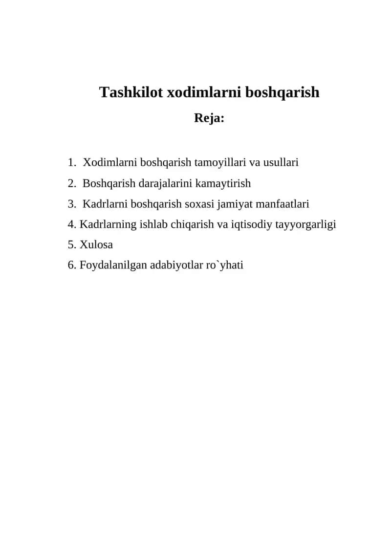 Tashkilot xodimlarni boshqarish