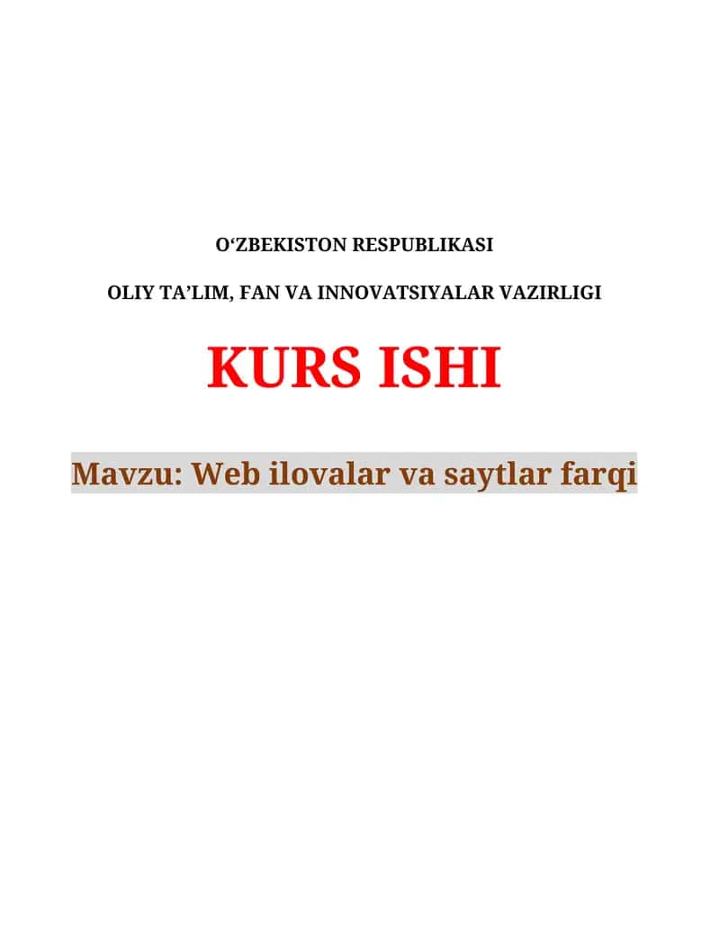 Web ilovalar va saytlar farqi